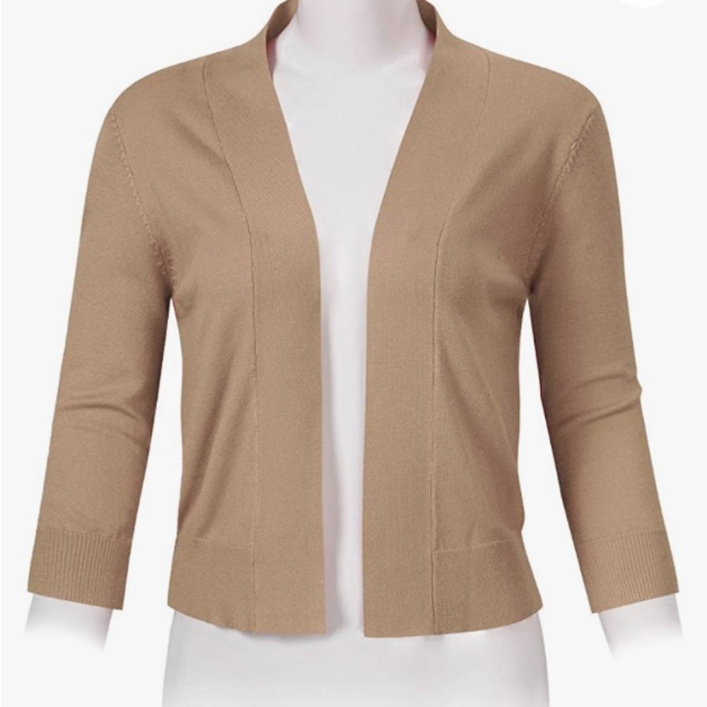 Camel Cropped Cardigan 3/4 Sleeve XXL